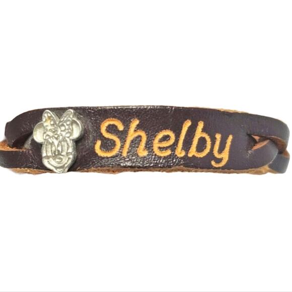 Disney Minnie Mouse Leather Bracelet W the name Shelby - Picture 1 of 15